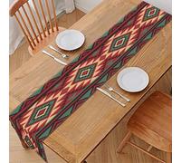 Buxolandt Aztec Southwest Table Runner,Ethnic Style Design Geometric Table Runners Setting Decor for Garden Farmhouse Wedding Party Holiday Dinner Home 12 x 72 Inch Red