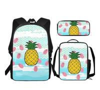 Buxolandt Backpack 3Pcs Set School Bag for Teens Desert Rain Frog Print Daypack Travel Rucksack with Lunchbox & Pencil Case Portability Storage Bag for Work&Gift
