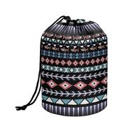 Buxolandt Barrel Makeup Bag for Women Southwest Tribal Ethnic Aztec Geometric Makeup Brush Holder Organizer Cosmetic Bag, Geometric Aztec Native American, One Size, Portable Cosmetic Bag
