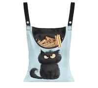 Buxolandt Black Cat Print Peg Bag Storage Bag Pegs for Washing Line Reusable Washable Hanging Peg Basket for Bathroom Kitchen
