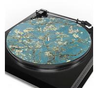 Buxolandt Blossoming Almond Tree 12 Inch Turntable Slipmat, Rubber Record Player Pad Anti-static Mat Suitable for All LP Vinyl Record Players Home Vinyl Record Mat Replacement Accessories Blue