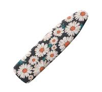 Buxolandt Breathable Ironing Board Cover - Oil Painting White Daisy Easy Installation Wear & Soil Resistant Resist Scorching & Staining - Elasticated Edges & Hook & Loop Straps - 125 x 45 cm