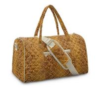 Buxolandt Brown Snakeskin Stripe Quilted Travel Duffle for Women, Carry On Weekender Bag with Removable Shoulder Strap, Lightweight Overnight Tote with Trolley Sleeve for Airport and Gym