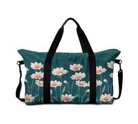 Buxolandt Cabin Bag White Daisy Print Underseat Foldable Travel Handbag Water-Resistant Hand Luggage Bag Weekend Overnight Bag for Women Men
