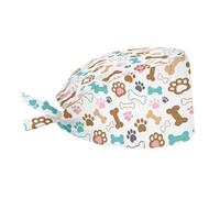 Buxolandt Cartoon Footprint Bone Print Moisture-Wicking Nurse Cap - Adjustable Single Surgical Headgear - Comfortable Medical Hat for Long Hospital Shifts