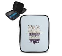 Buxolandt Cartoon Sheep Weaving Print Crochet Hook Storage Bag with Zipper - Portable Organizer Case with Web Pocket & Elastic Loops, Empty Knitting Needle Holder for Travel Accessories