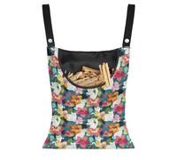 Buxolandt Clothespin Storage Bag White Cat Print Washable Convenient Hanging Hook for Washing Line Storage Sack Indoor Outdoor