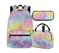 Buxolandt Ergonomic School Backpack Combo - Complete Set with Adjustable Bookbag, Insulated Lunch Pouch & Pencil Organiser - Reduces Back Strain for Growing Kids, Sunflower Green Leaf Print