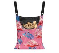 Buxolandt Flamingo Palm Leaf Print Clothesline Peg Bag with Sliding Mechanism - Effortless Moving Storage for Clothespins Heavy-Duty Fabric with Secure Closure Laundry Organization Solution
