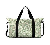 Buxolandt Fresh Green Willow Leaf Print 30L Large Capacity Gym & Travel Tote Bag - Adjustable Shoulder Strap, Side Zip Pockets, Durable Polyester, Foldable Design for Easy Storage 56x16x33 cm