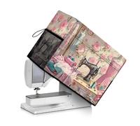 Buxolandt Fresh Pink Rose Print Protective Cover Sewing Machine Cover Foldable with Side Handle Sewing Essentials Pockets Dust & Pet Hair Protection Fits Standard Machine 45x22x32cm