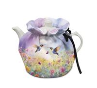 Buxolandt Hummingbird Floral Teapot Cosy | Insulated Breakfast Keeper Cover with 3-Layer Padding|Foldable & Machine Washable for British Tea & Coffee Time (Purple)