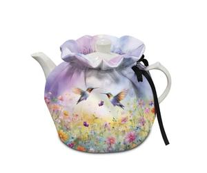 Buxolandt Hummingbird Floral Teapot Cosy | Insulated Breakfast Keeper Cover with 3-Layer Padding|Foldable & Machine Washable for British Tea & Coffee Time (Purple)