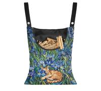 Buxolandt Iris Flower Cat Peg Bags with Hanger Large Reusable Peg Bag, Clothes Clip Storage Clothespin Organizer for Any Washing Line, Wardrobe Blue