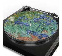 Buxolandt Irises in the Garden 12 Inches Anti-Static Slip Mat Turntable Platter Mat Reduces Vibrations and Improved Sound Clarity for LP Turntable Record Player Green