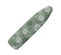 Buxolandt Ironing Board Cover 135x45cm - Scorch Resistant Top Cover with 5 Secure Fastening Strings - Easy Installation Fit Replacement for Standard Ironing Boards, Flower Branches Green Print