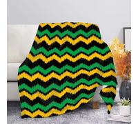 Buxolandt Jamaica Flag Stripes Blankets for Sofa Couch Bed Soft and Warm Blanket Home Decorative Throw Blanket Warm Present for Birthday, Christmas, Halloween, Housewarming Black