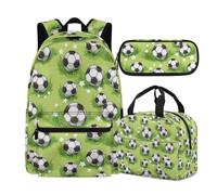 Buxolandt Large Capacity Backpack Set for College - Includes Laptop-Compatible Bookbag, Bento Lunch Box Organised Pencil Case - Perfect for Sixth Form University, Turf Football Anime Style Print