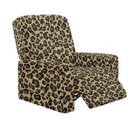 Buxolandt Leopard Texture Print Recliner Chair Covers Stretch Chair Cover with Pockets Recliner Protector Non-Slip Washable Armchairs Slipcovers for Living Bedroom Brown