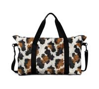 Buxolandt Lightweight Travel Duffel Bag - 30L Foldable 22.24x6.3x13 Inch Carry On with Adjustable Shoulder Strap & Side Pockets, Water-Resistant Polyester for Gym Realistic Cow Spot Print