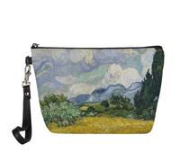 Buxolandt Makeup Zipper Travel Cosmetic Oil Painting Printed Case Pouch Purse Cosmetics Organizer Great Gifts for Women, Wheat Field With Cypresses, One Size, Portable Cosmetic Bag