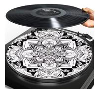 Buxolandt Mandala Boho Printed Turntable Mat, 12 Inch Diameter Turntable Platter Mat Anti-Static & Anti-Slip Record Player Mat Rubber Slipmat for All LP Vinyl Record Players White
