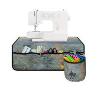 Buxolandt Monet Impression Sunrise Sewing Machine Muffling Mat with Storage Pockets Foldable Sewing Machine Accessories for Quilting Embroidery Calms Vibration and Dampens Noise Blue