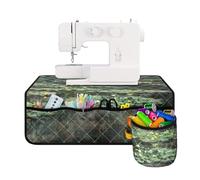 Buxolandt Monet Water Lilies Sewing Machine Mat to Keep Tidy Non Slip Sewing Machine Mat Madam Sew with Small Cylinder Reduce Vibration and Noise for Home, Craft Studio Use Green