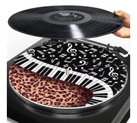 Buxolandt Music Note Patchwork Print Silicone Turntable Mat 12 Inch - Anti-Static Slipmat for LP Record Players - Universal Fit Anti-Slip Platter Mat with Vibration Damping