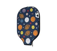 Buxolandt Pickleball Paddle Travel Case 29x22cm - Various Ball Pattern Print Water-Resistant Cover, Fits in Backpacks, Lightweight & Durable for On-the-Go Players
