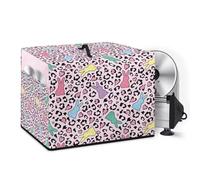 Buxolandt Pink Leopard Bunny Print Food Slicer Cover with Side Pocket and Top Handle, Home Kitchen Electric Appliance Cover Waterproof Fabric Dust-Proof Durable Cheese Bread Meat Slicer Cover