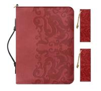 Buxolandt PU Leather Bible Covers for Men Large Size, Comes with 2 Leather Bookmarks, Black Bible Bag with Handle Built-in Pocket Pen Slots, Black Classical Pattern Grey Men's Christian Gifts