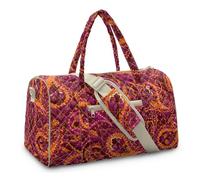 Buxolandt Red Paisley Pattern Quilted Weekender Bag for Women, Overnight Travel Duffel with Trolley Sleeve and Top Handles, Lightweight Carry-On for Airplane, Removable Shoulder Strap