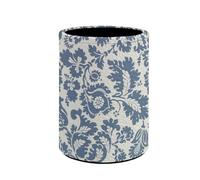Buxolandt Retro William Morris Print Pen Holder PU Leather Pencil Cup Container Desk Organizer Stand Decor Makeup Brush Scissor Holder Office Desk Home Decoration Office Supplies Accessories