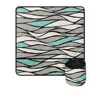 Buxolandt Sewing Machine Mat - Waterproof 64x62cm Pad with Storage Pockets & Non-Slip Backing for Sewing, Quilting, Embroidery - Reduces Vibration & Noise Wave Abstract Stripe Print