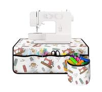 Buxolandt Sewing Machine Pattern Sewing Machine Carrying Pad with 4 Pockets Reduce Vibration and Noise Foldable Mat Accessories Organizer for Quilting Embroidery White