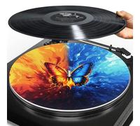Buxolandt Silicone Turntable Slipmat 12" - Anti-Static Platter Mat - 3mm Universal Fit Anti-Slip & Anti-Vibration Mat for LP Players Decoration Butterfly Patchwork Print