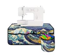 Buxolandt Starry Night Great Wave Sewing Machine Muffling Mat for Most Standard Household Machine Mat Reduce Vibrations Noise No Slip Sewing Accessories for Quilting Embroidery Blue