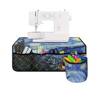Buxolandt Starry Night Sewing Machine Mat With Small Cylinder Foldable Waterproof Soft Non - Slip And Durable for Sewing Classes, Craft Studio and Home Use, For Woman Gifts Blue
