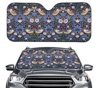 Buxolandt Strawberry Thief Art Retractable Windshield Sun Shade Automotive Sunshield for Cars Front Window UV Blocker and Heat Protector Visor for SUV Truck Van Vehicle 57.1 x 27.4 In