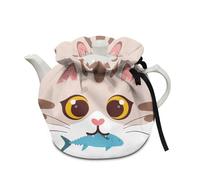 Buxolandt Tea Cosy for 0.5-1 L Teapot,Cartoon Cat Heat-Resistant Teapot Cover w/ 3-Layer Padding, Machine Washable & Foldable for British Breakfast & Coffee Time