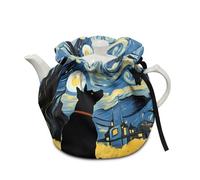 Buxolandt Tea Cosy for 0.5-1 L Teapot,Starry Night Art Insulator w/ 3-Layer Padding, Machine Washable & Foldable for British Breakfast & Coffee Time (Blue)