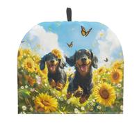 Buxolandt Tea Cosy for Teapot Large-Creative Teapot Cozy Warmer Tea Pot Dust Cover Happy Dachshund Print Kitchen Accessories With Wear-Resistant Drawstring for Housewife, Friend, Mom