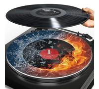 Buxolandt Turntable Mat Water & Fire Print Record Platter Slipmat Rubber Record Player Platter Slipmat DJ Slipmats for Turntables Antistatic Tighter & Defined Bass White