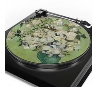 Buxolandt Vase With Roses 3MM Thick Anti-Static Platter Turntable Mat Anti-Vibration Slipmat For LP Vinyl Record Players, DJ Scratching and Home Listening Green