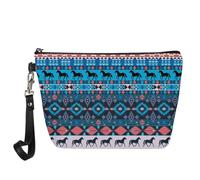 Buxolandt Versatile Travel Makeup Bag Western Ethnic Aztec Tribal Print Women's Makeup Bag Organizer Zipper Pouch, Navajo Native American Aztec Horse, One Size, Portable Cosmetic Bag
