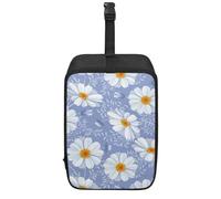 Buxolandt White Daisy Print Blue Iron Travel Storage Bag with Handle, 300D Polyester Zippered Storage Case, Fits Most Irons 35x22x16.5cm, Protective Dust-Proof Iron Organizer