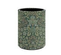Buxolandt William Morris Flower Print Pen Holder PU Leather Pencil Cup Container Desk Organizer Stand Decor Makeup Brush Scissor Holder Office Desk Home Decoration Office Supplies Accessories