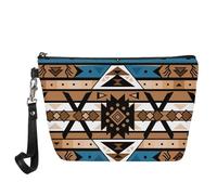 Buxolandt Womens Cosmetic Bag Southwest Tribal Ethnic Aztec Geometric Travel Makeup Storage Pouch Small Zipper Makeup Bag, Native American Ethnic Pattern, One Size, Portable Cosmetic Bag