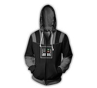 Buxomigrl Mens Darth Vader Jacket Hoodie Black Zipper Dark Trooper Cosplay Costume Sweatshirt for Unisex Adult,XXLarge, Black, XXL